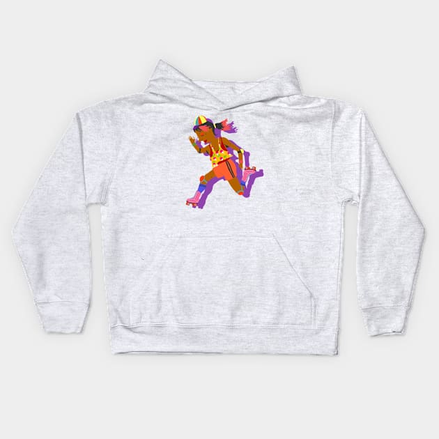 Girl on the rollerskates Kids Hoodie by ezrawsmith